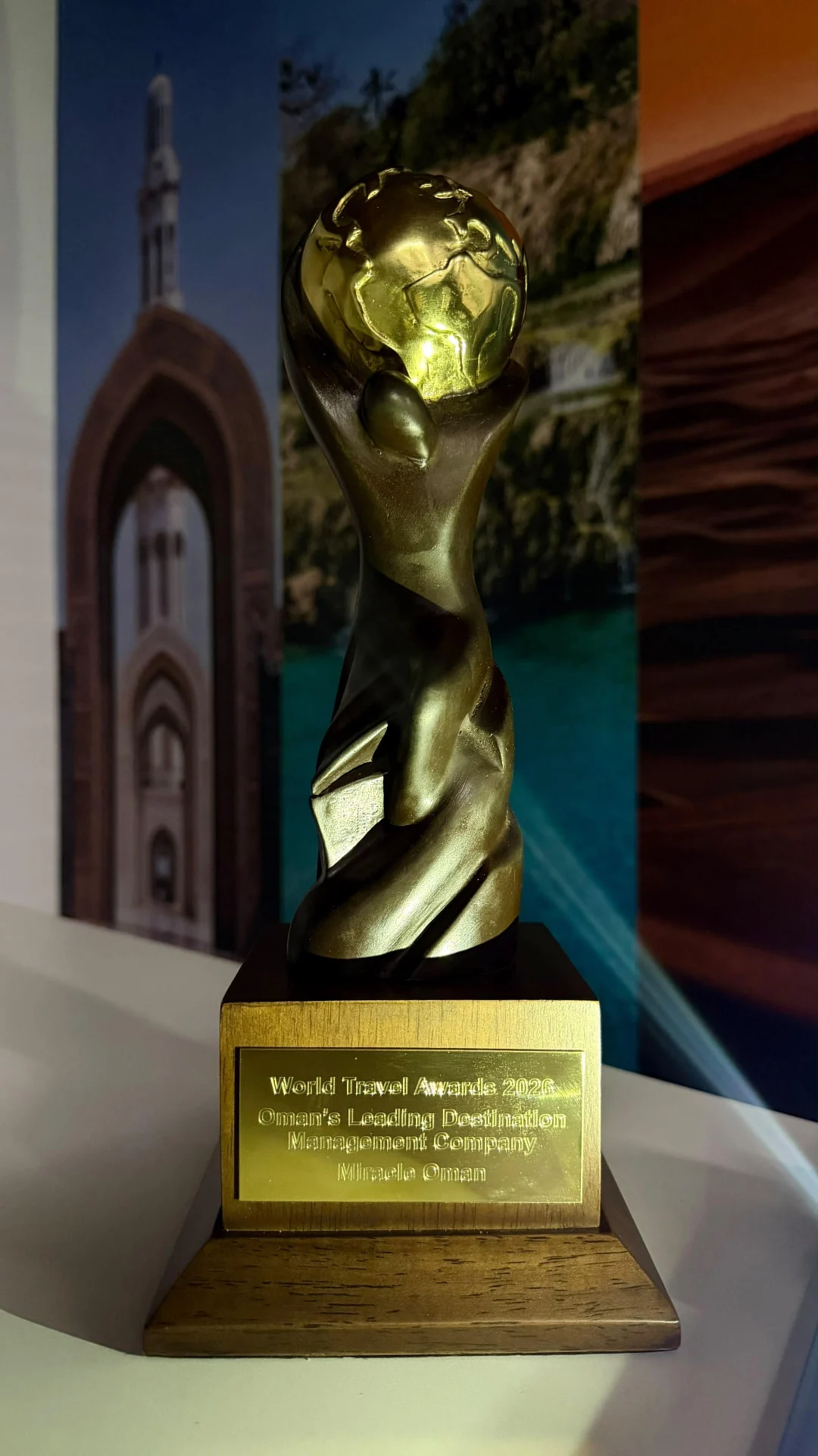 World Travel Awards trophy on display